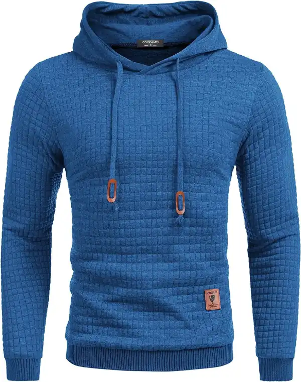Gym Drawstring Plaid Jacquard Hoodie