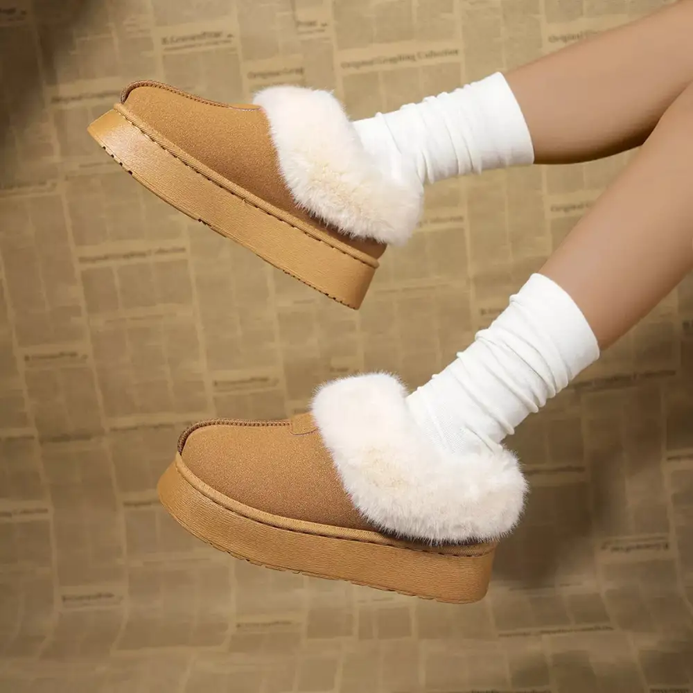 Fuzzy Platform Ankle Boots