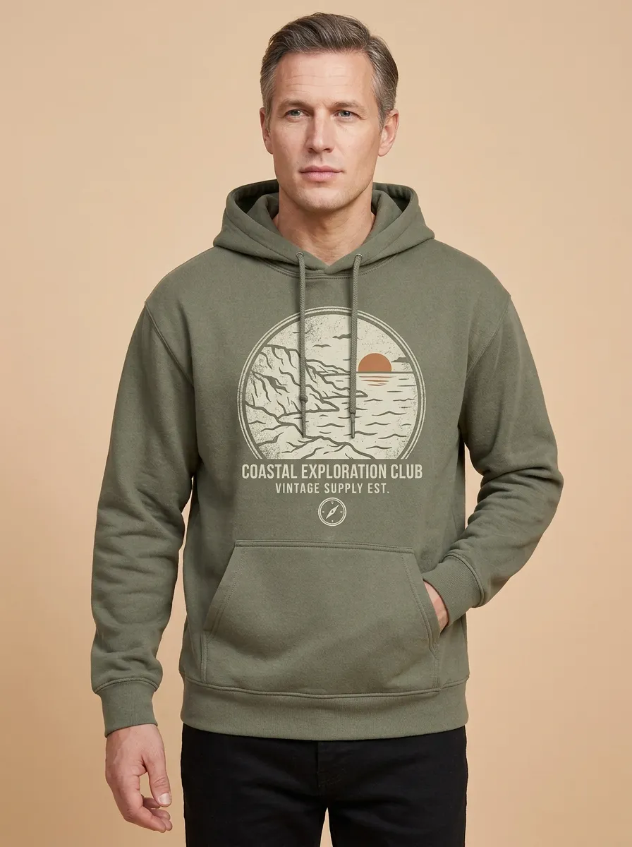 Men's Canyon Coastal Explorer Ocean Sunset Graphic Hoodie