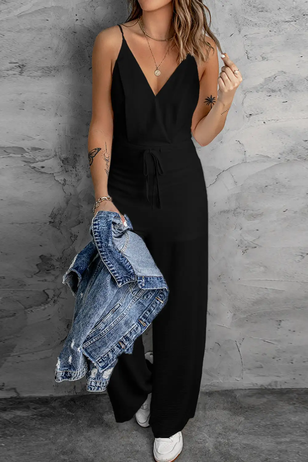 Spaghetti Strap Wide Leg Drawstring High Accessory
