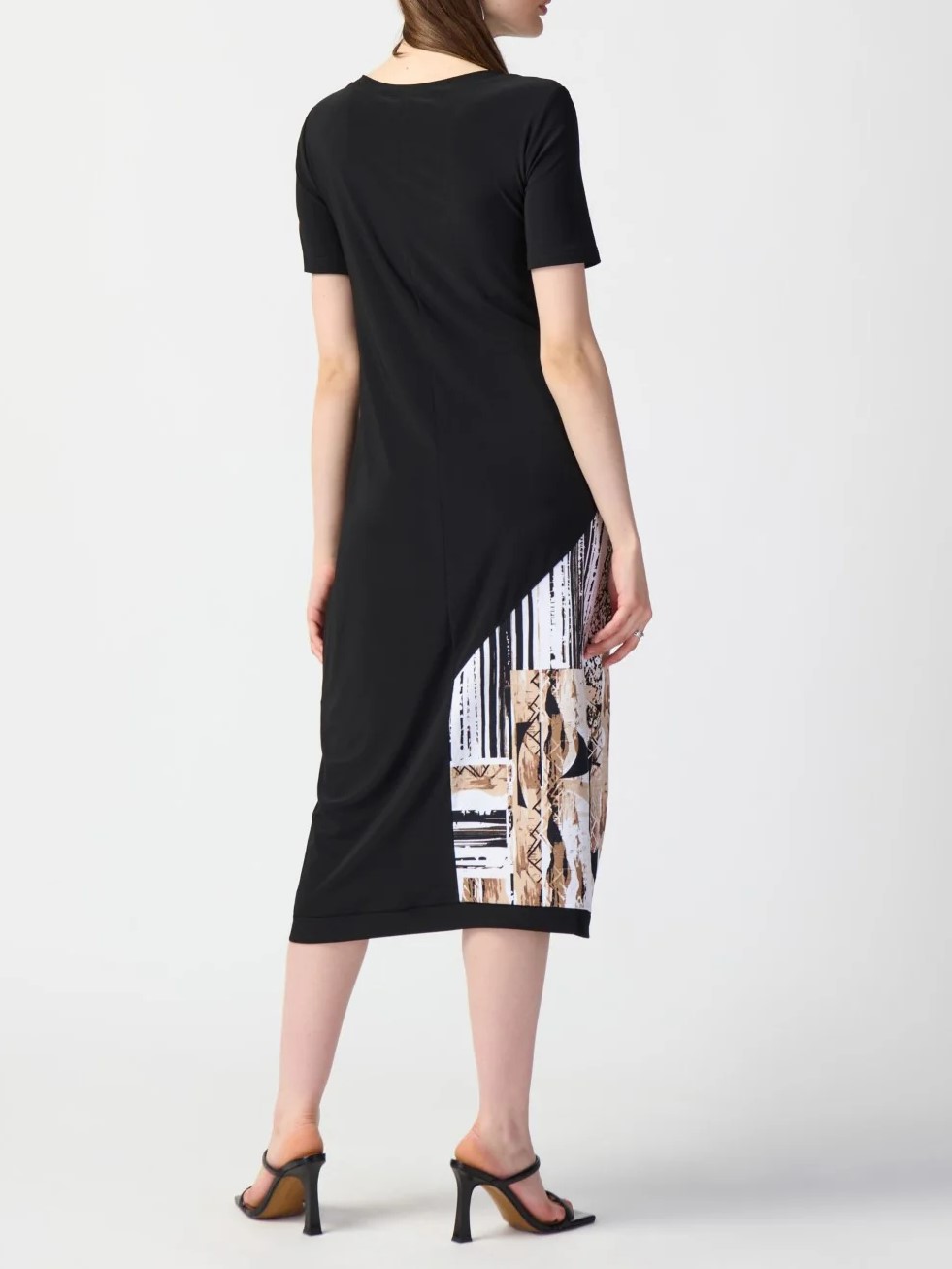 Black and Abstract Print Shift Dress