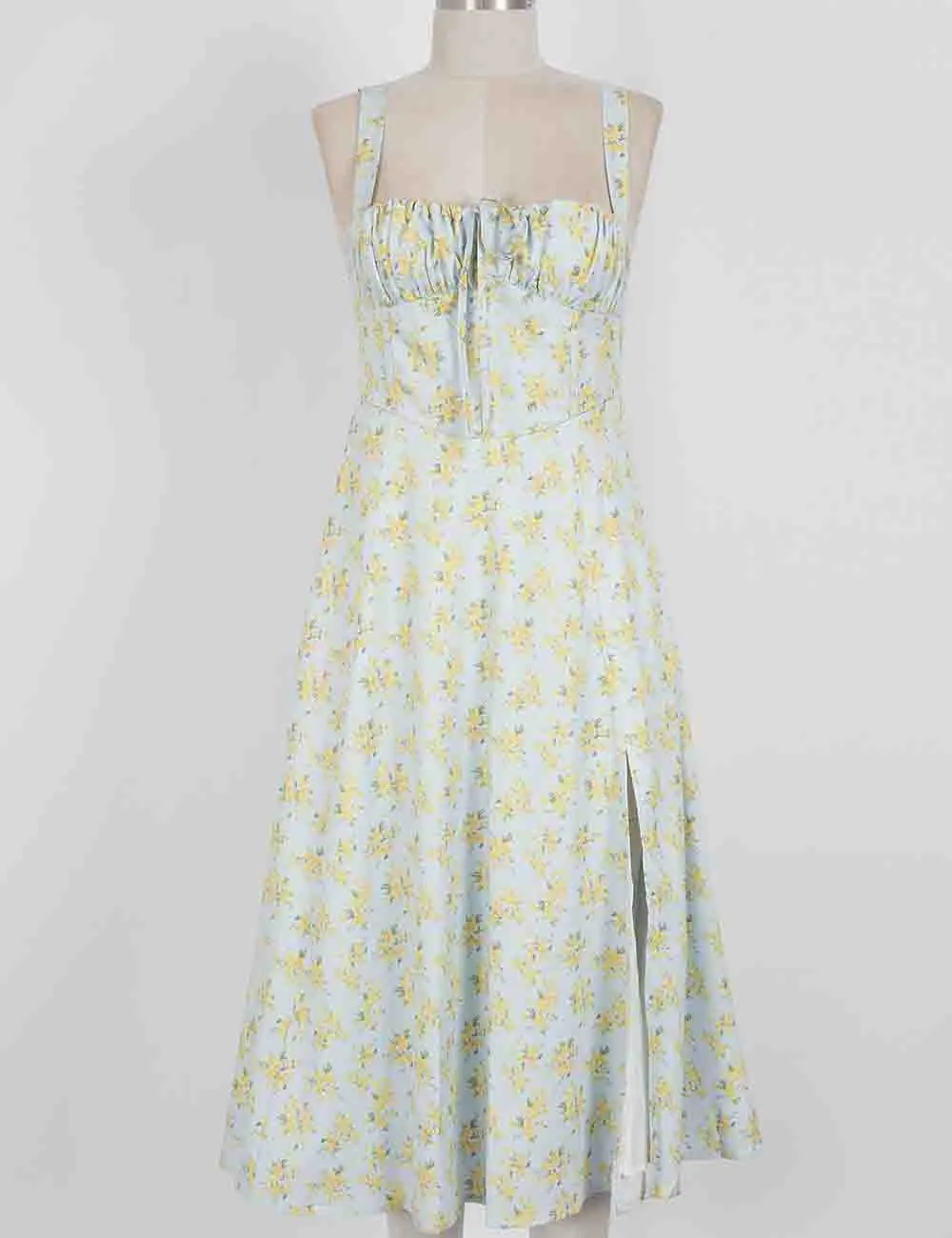 Lace Up Side Split Midi Dress