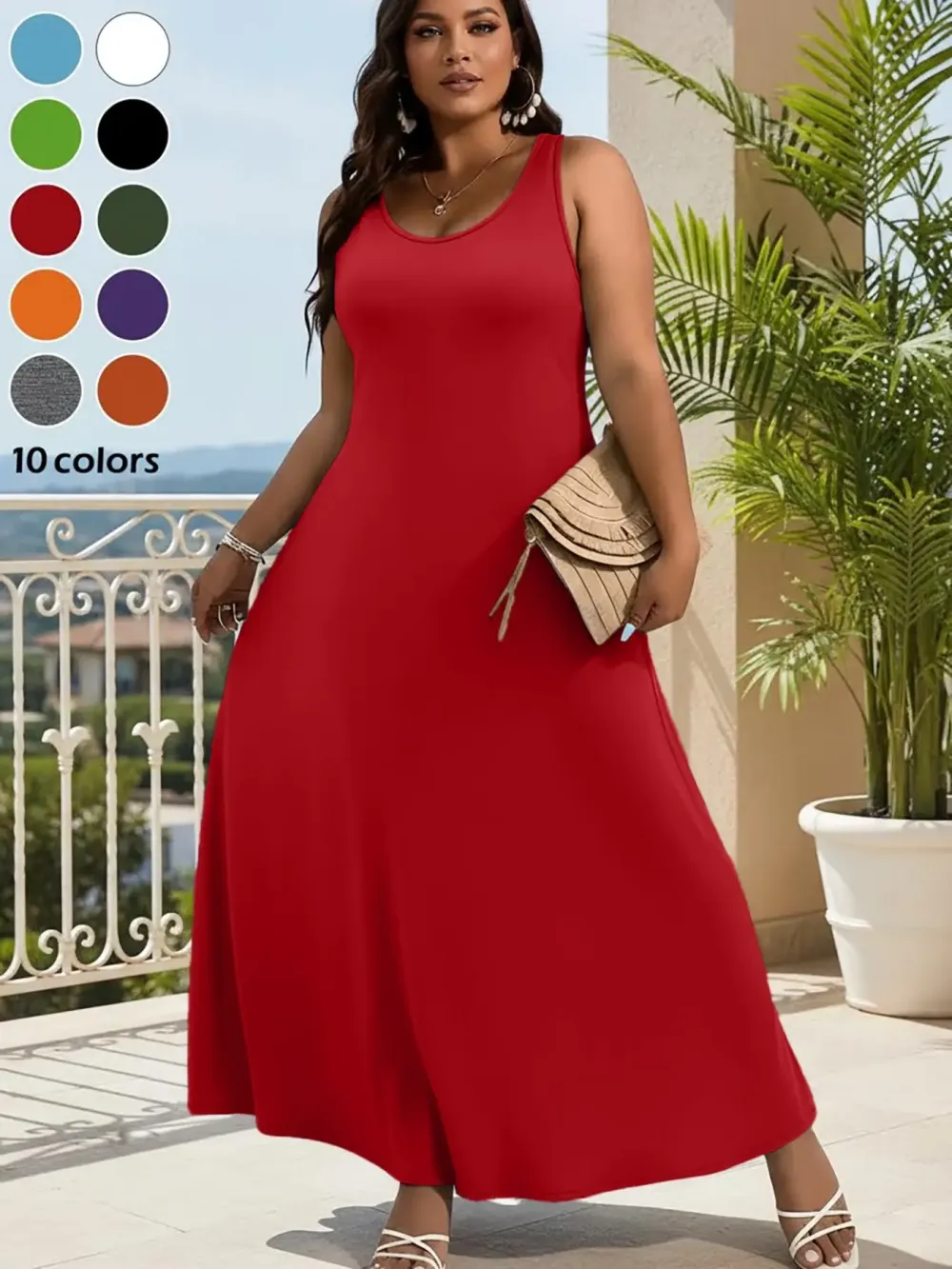 Elegant Plus Size Women'S Solid Color Sleeveless Vest Dress-🔥10-Pack- Only $30