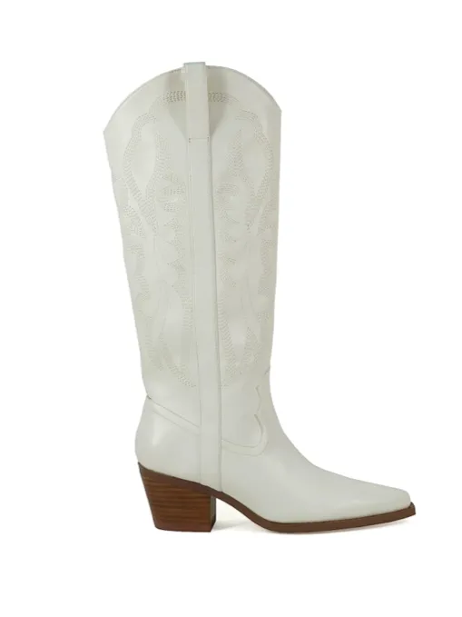 Faux-Leather Faux-Suede Suede Knee-High Boots