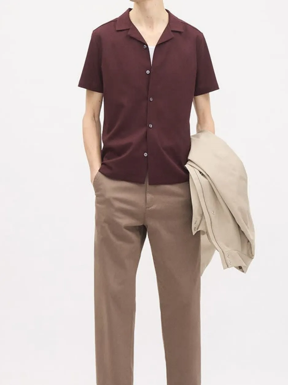 Burgundy Short Sleeve Button Down Shirt