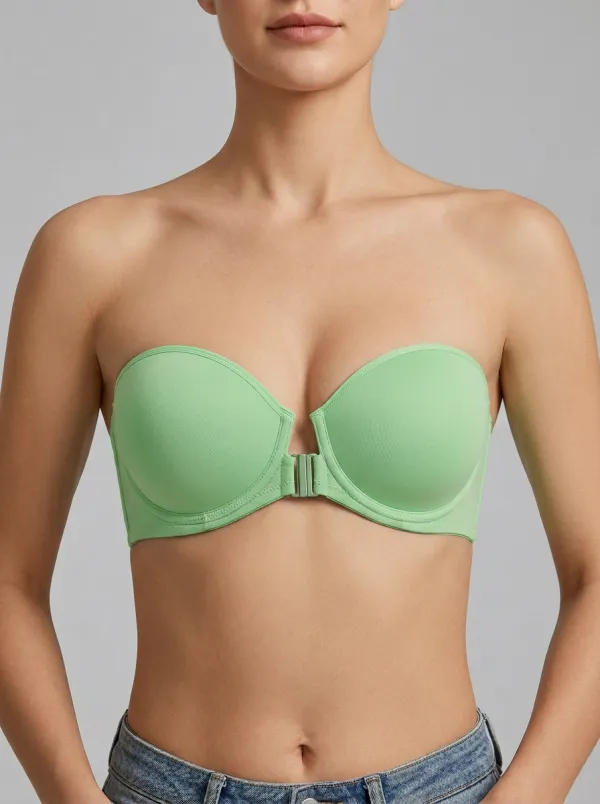 Women's Underwire Smooth-Finish Front-Closure Strapless Bra