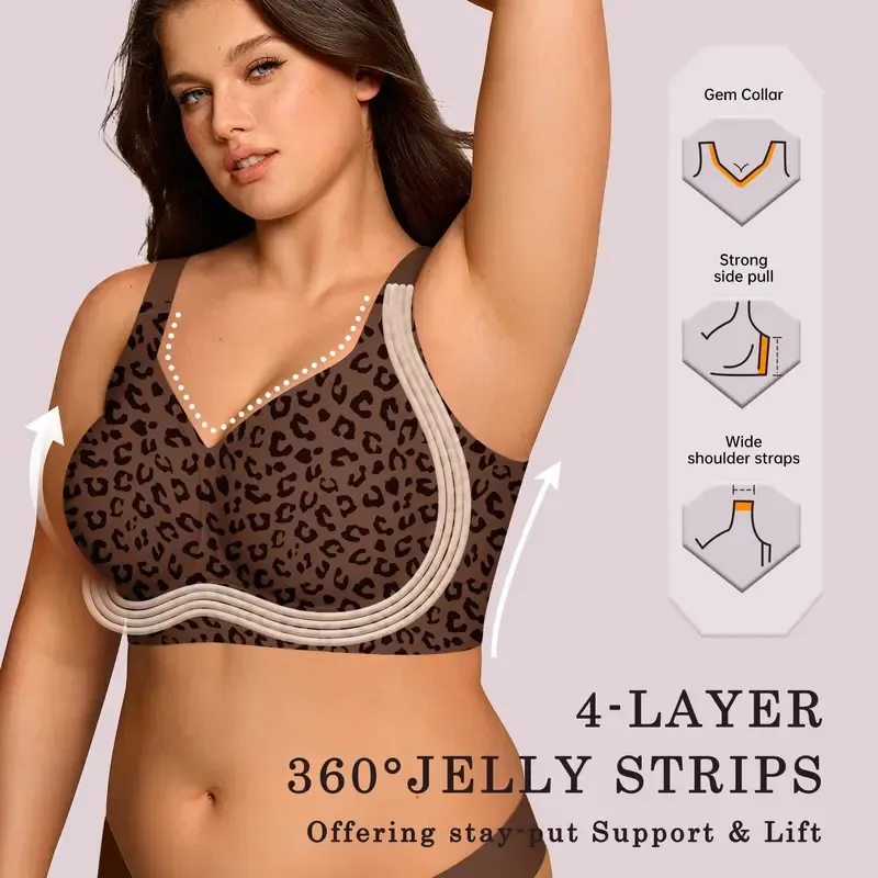Women Jelly Wireless Womens Comfortable Wireless Bras Push Up Bralettes Seamless Tshirts Bras Deep V Everyday Bras