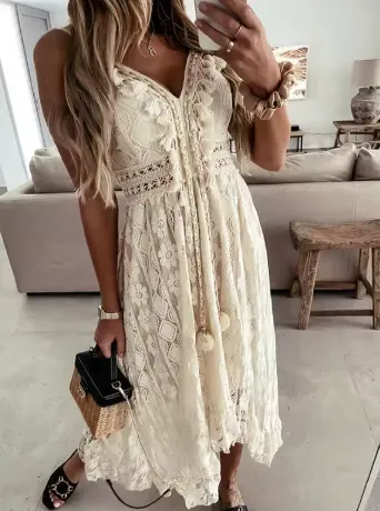 Polished Refined Women's Lace Midi Dress