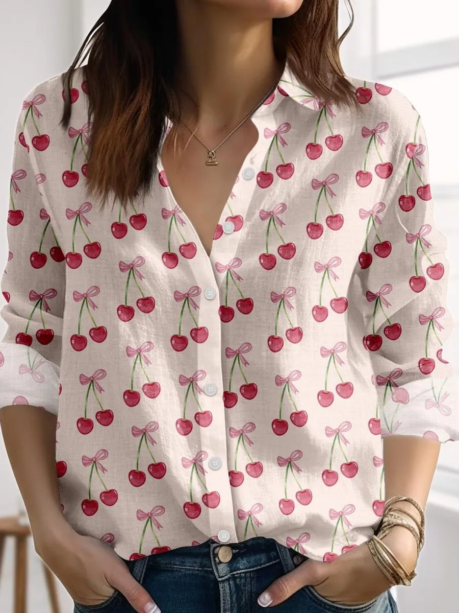 Cherry and Bow Print Shirt