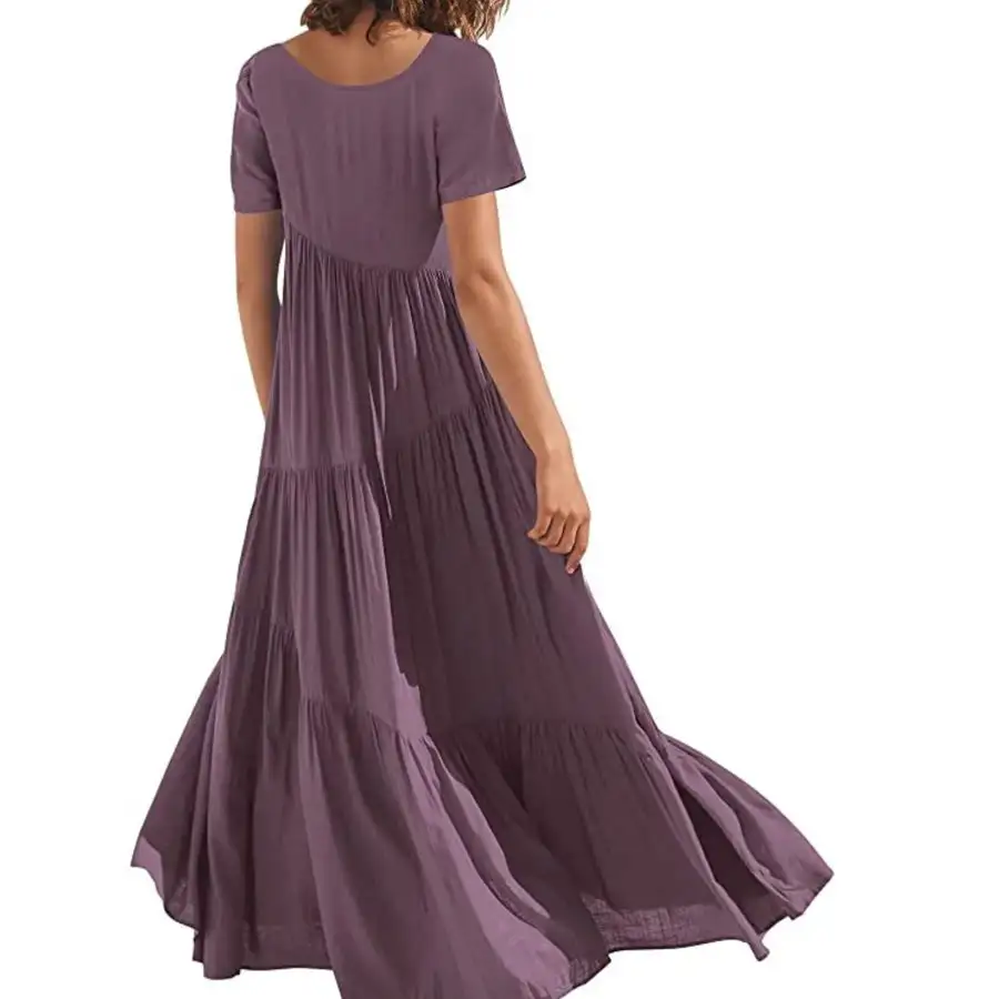 Round Neck Tiered Ruffle Maxi Dress