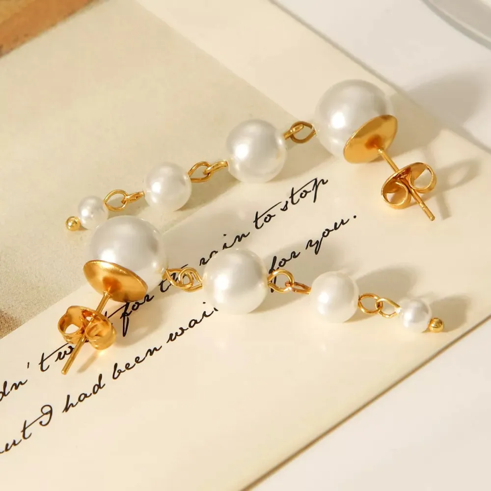 Pearl Drop Chain Earrings with Accents