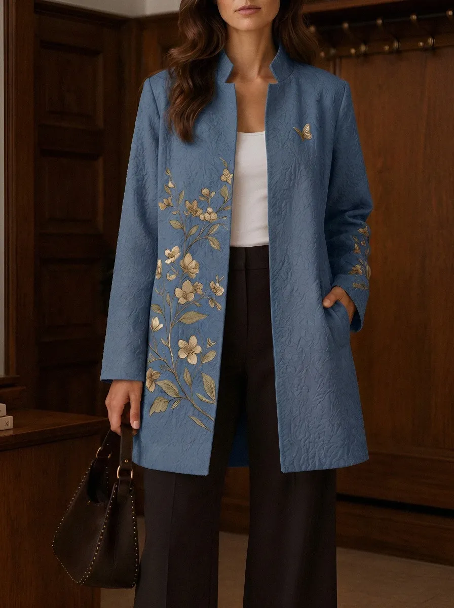 Women's Floral Nature Lover Embroidered Printed Jacket
