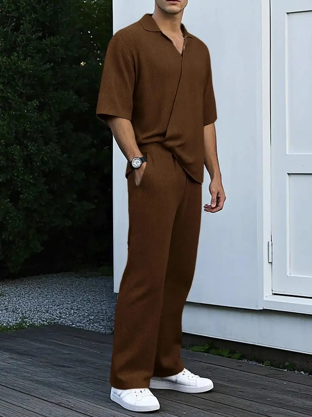 Men's Full Size Short Sleeve Top and Pants Set