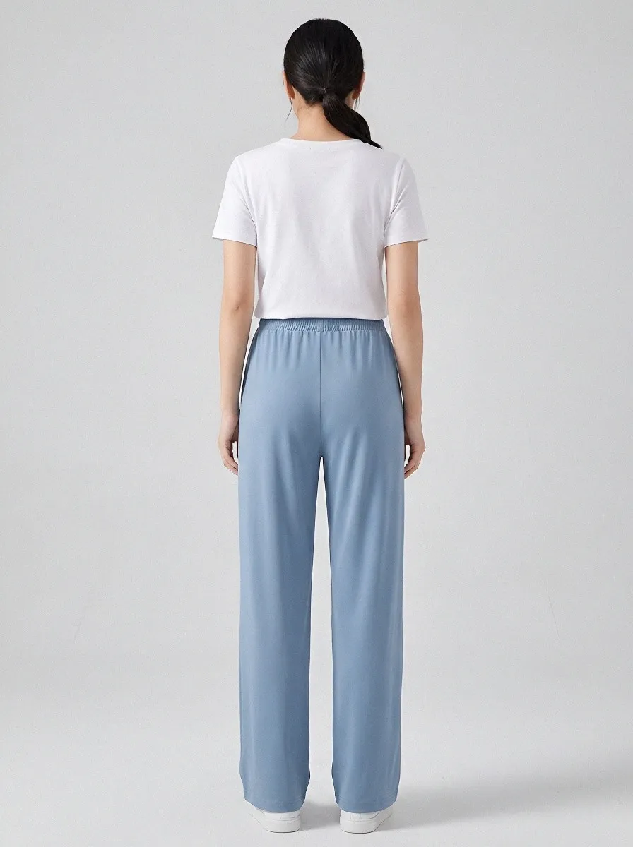 Women's Ice Silk Elastic-Waist Casual Pants