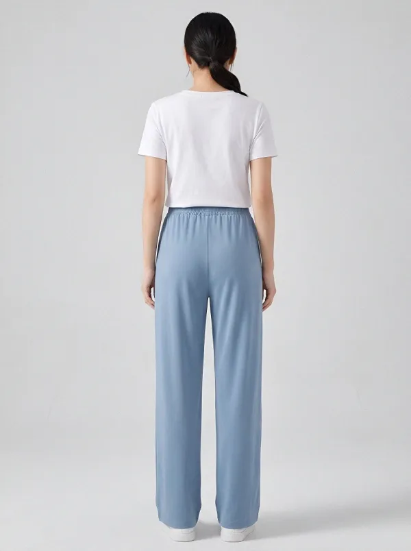 Women's Ice Silk Elastic-Waist Casual Pants