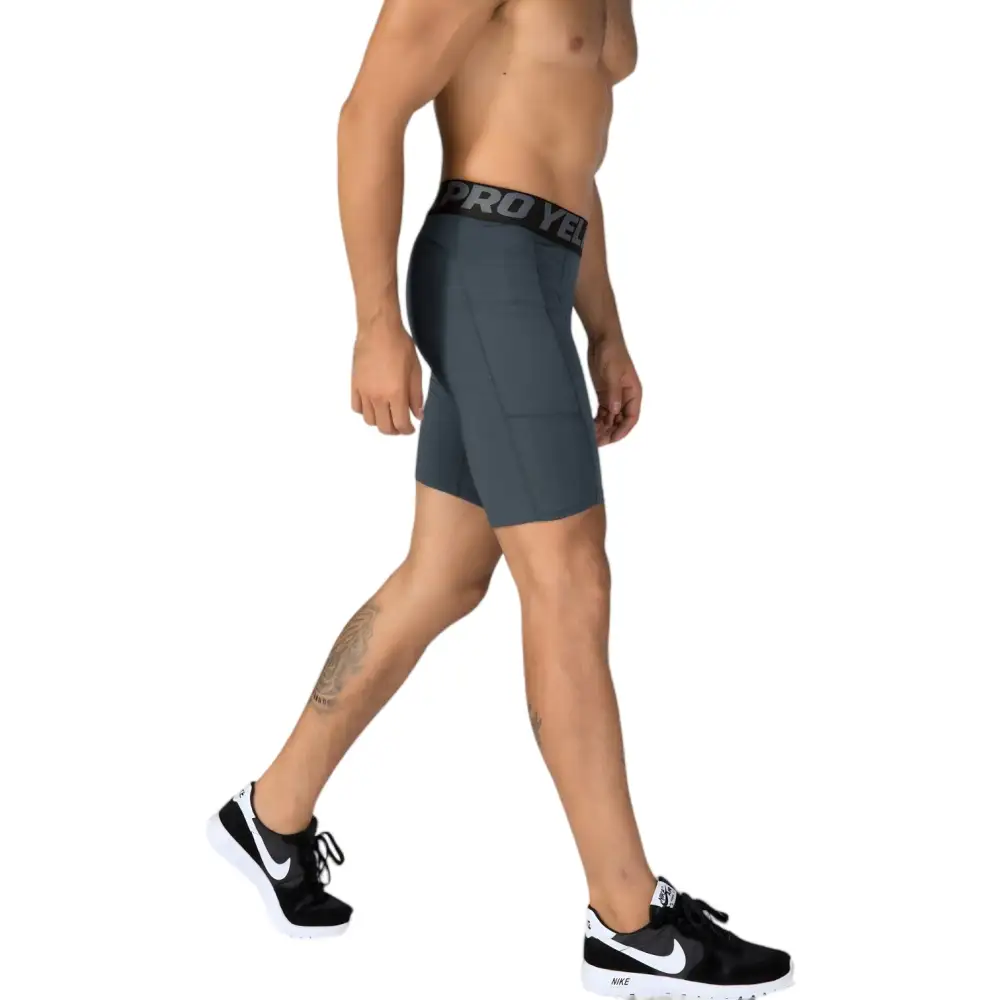 Elastic-Waist Wide-Waistband Compression Stretch Men's Athletic Shorts