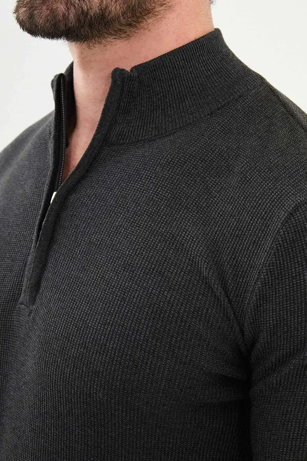 Contemporary Half Turtleneck Zip Knit Sweater