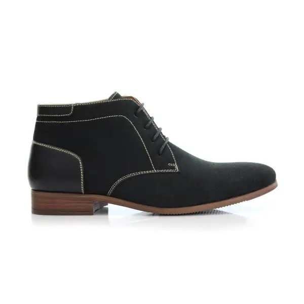 Polished Faux-Suede Suede Faux-Leather Chukka Boots