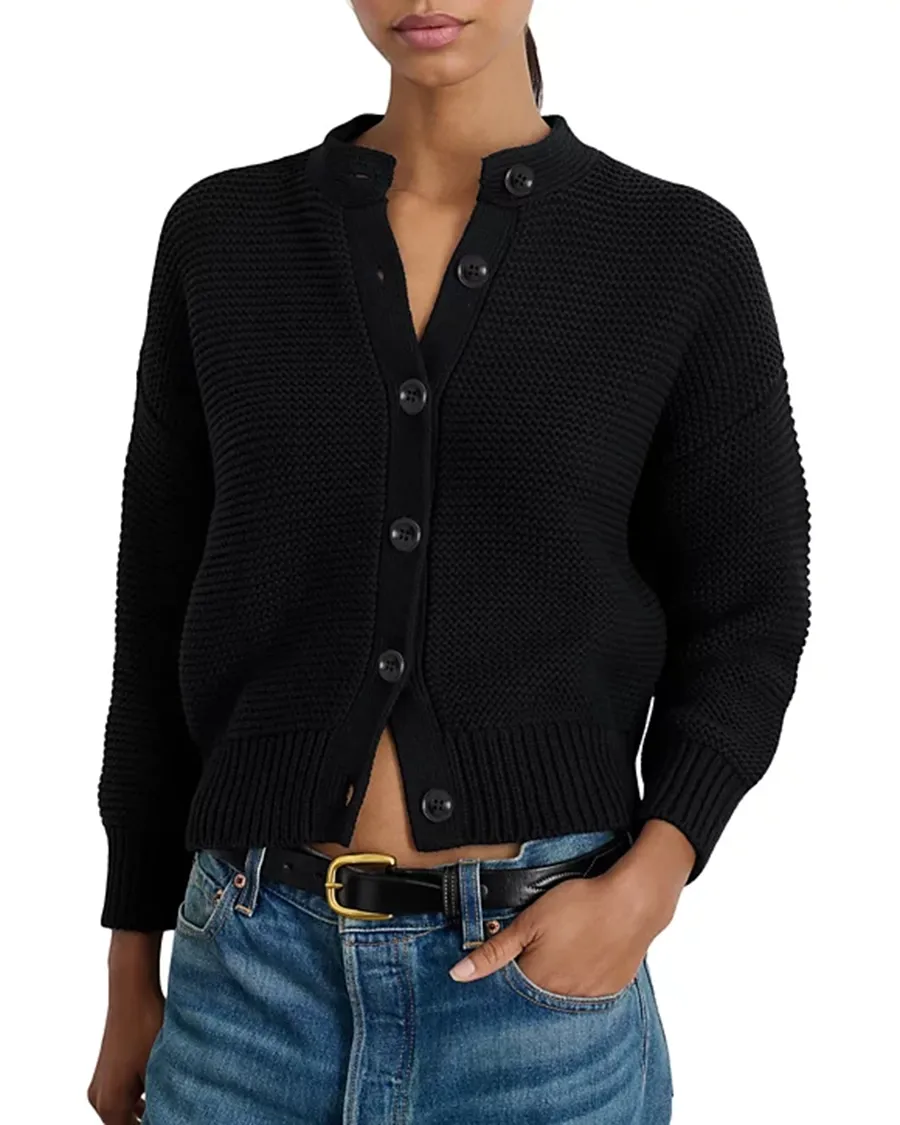 Casual Style Crewneck Cotton Cardigan