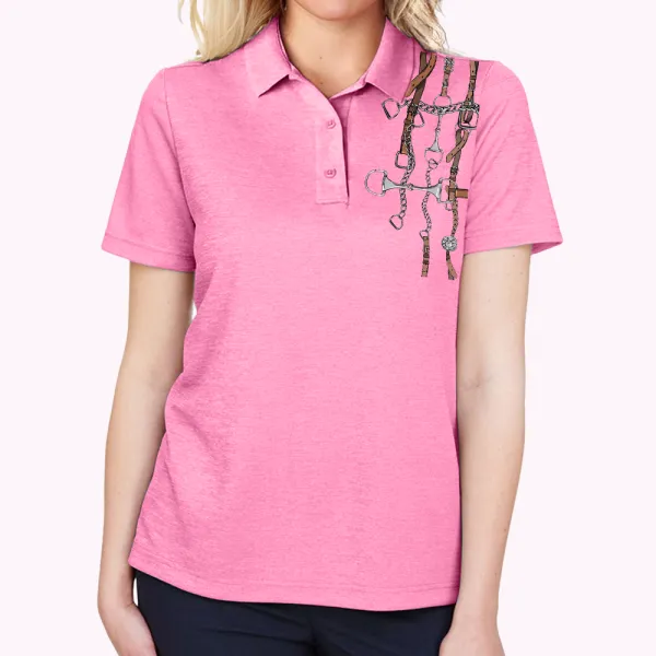 Women's Equestrian Belt Print Cotton POLO Shirt