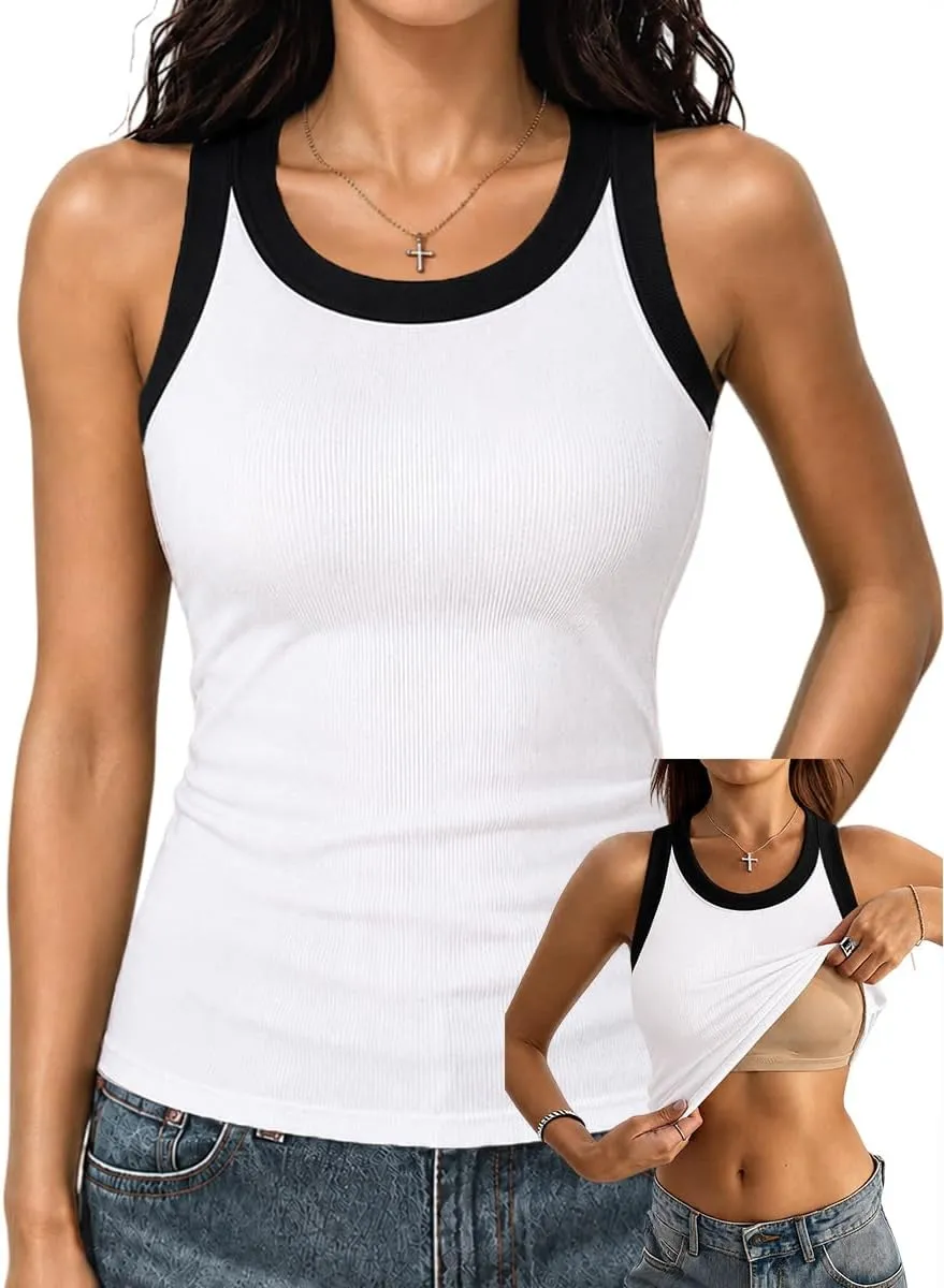 Women's Racerback Built-In Bra Tank Top