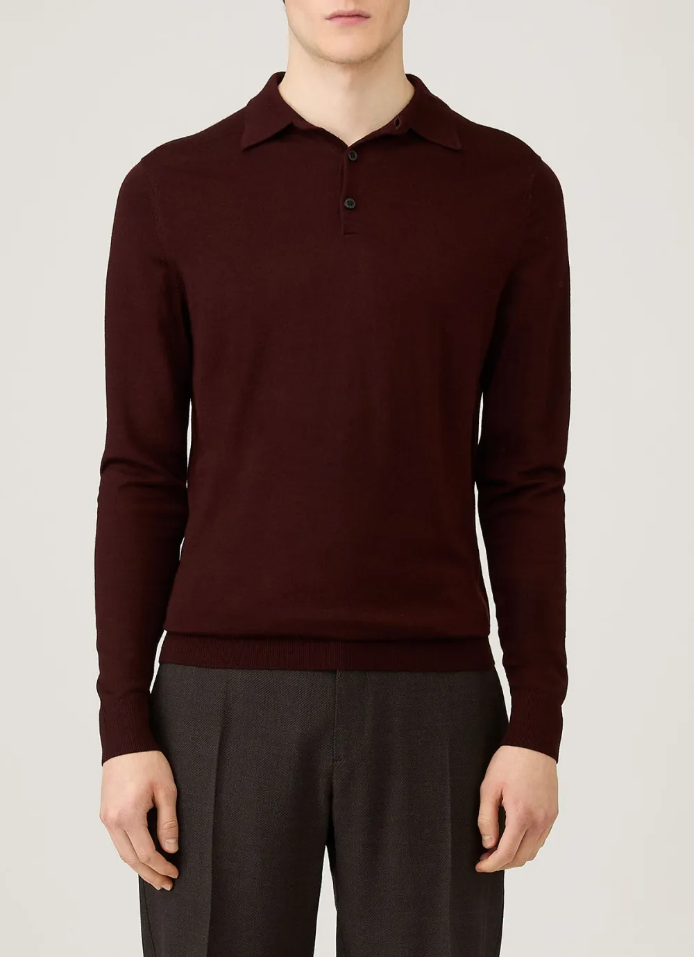Clean Everyday Slim Fit Merino Knit Long Sleeve Polo Shirt