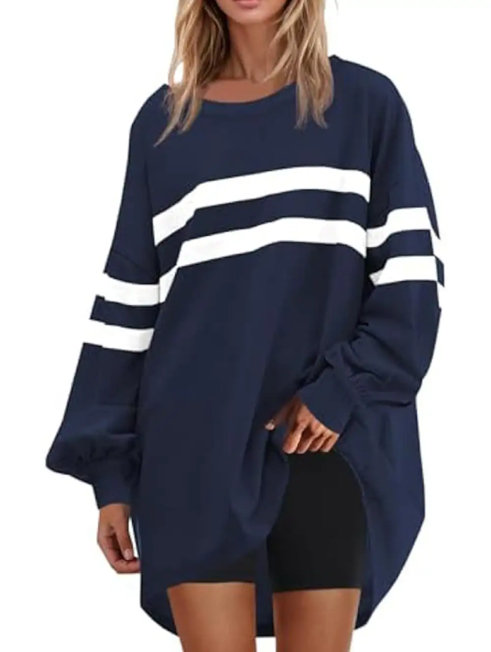 Striped Crew Neck Loose Sweatshirt