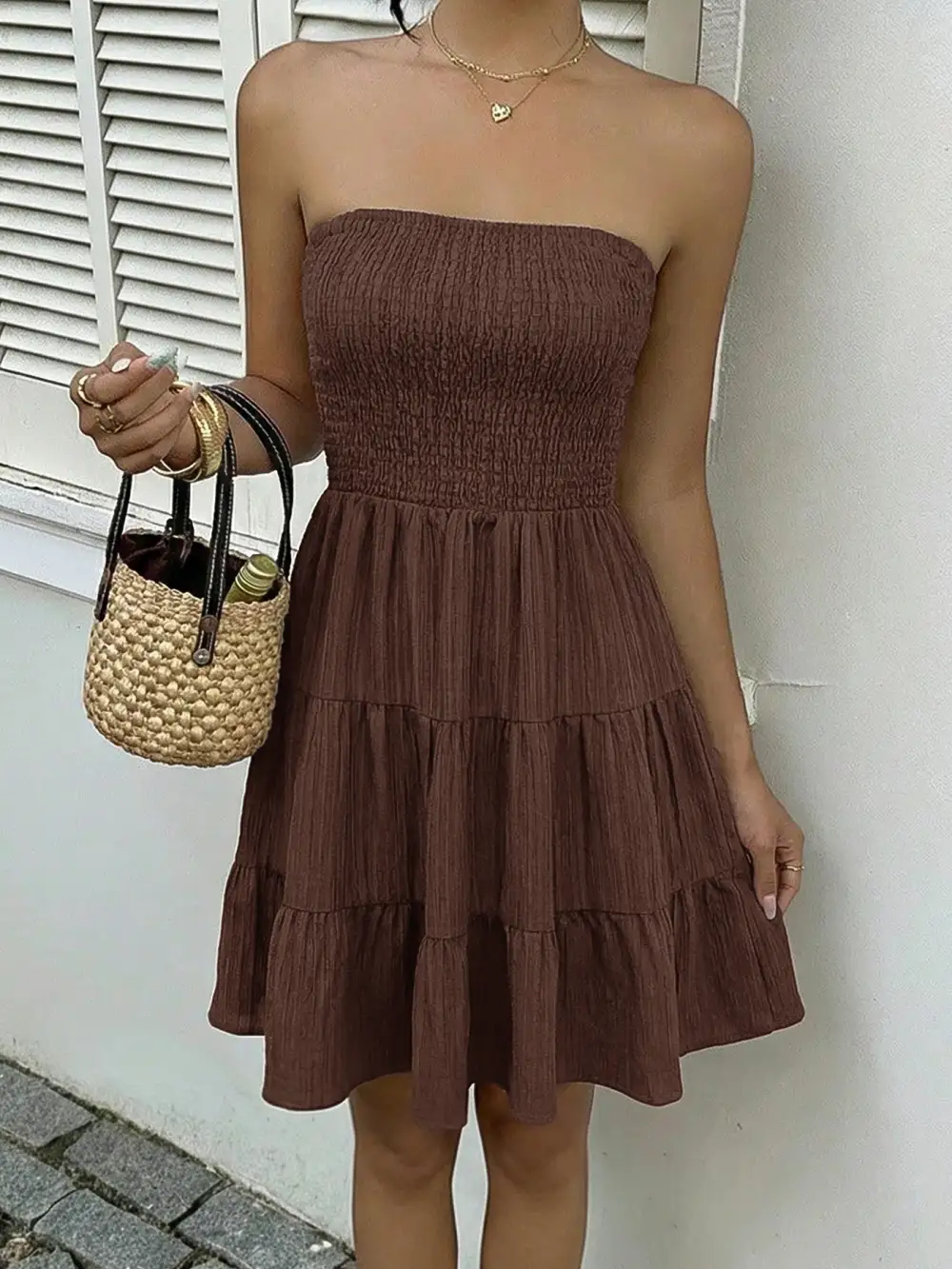 Tiered Strapless Mini Dress
