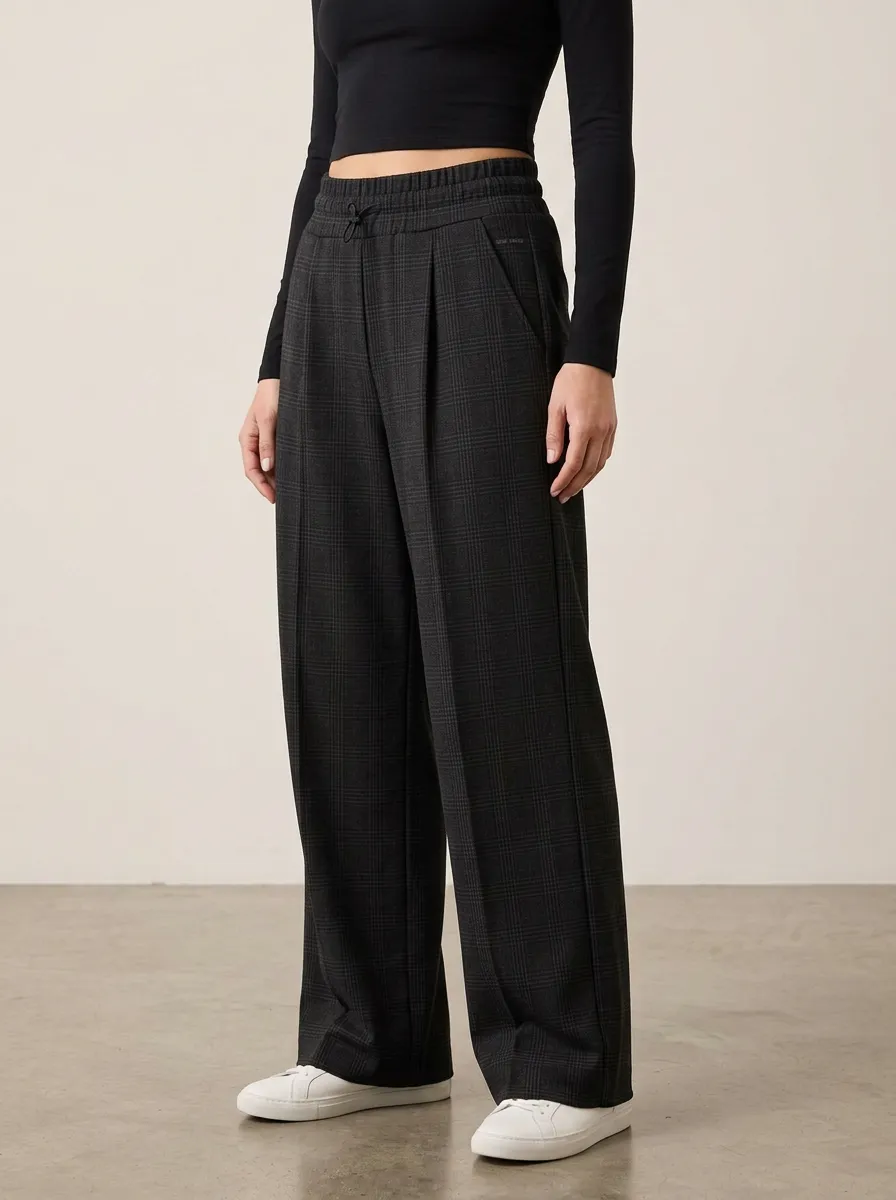 Modern Wide-Leg Plaid Printed Women's Wide-Leg Pants