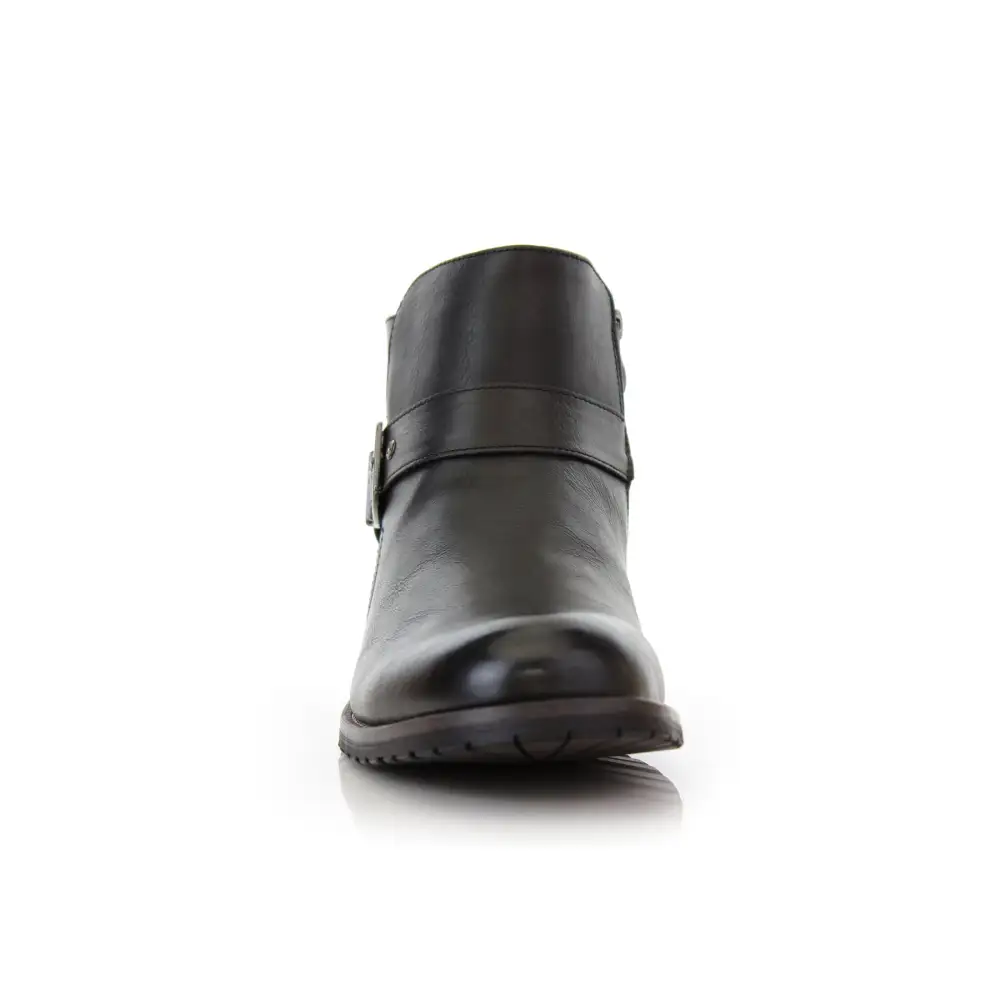 Faux-Leather Zip-Up Slip-On Chelsea Boots