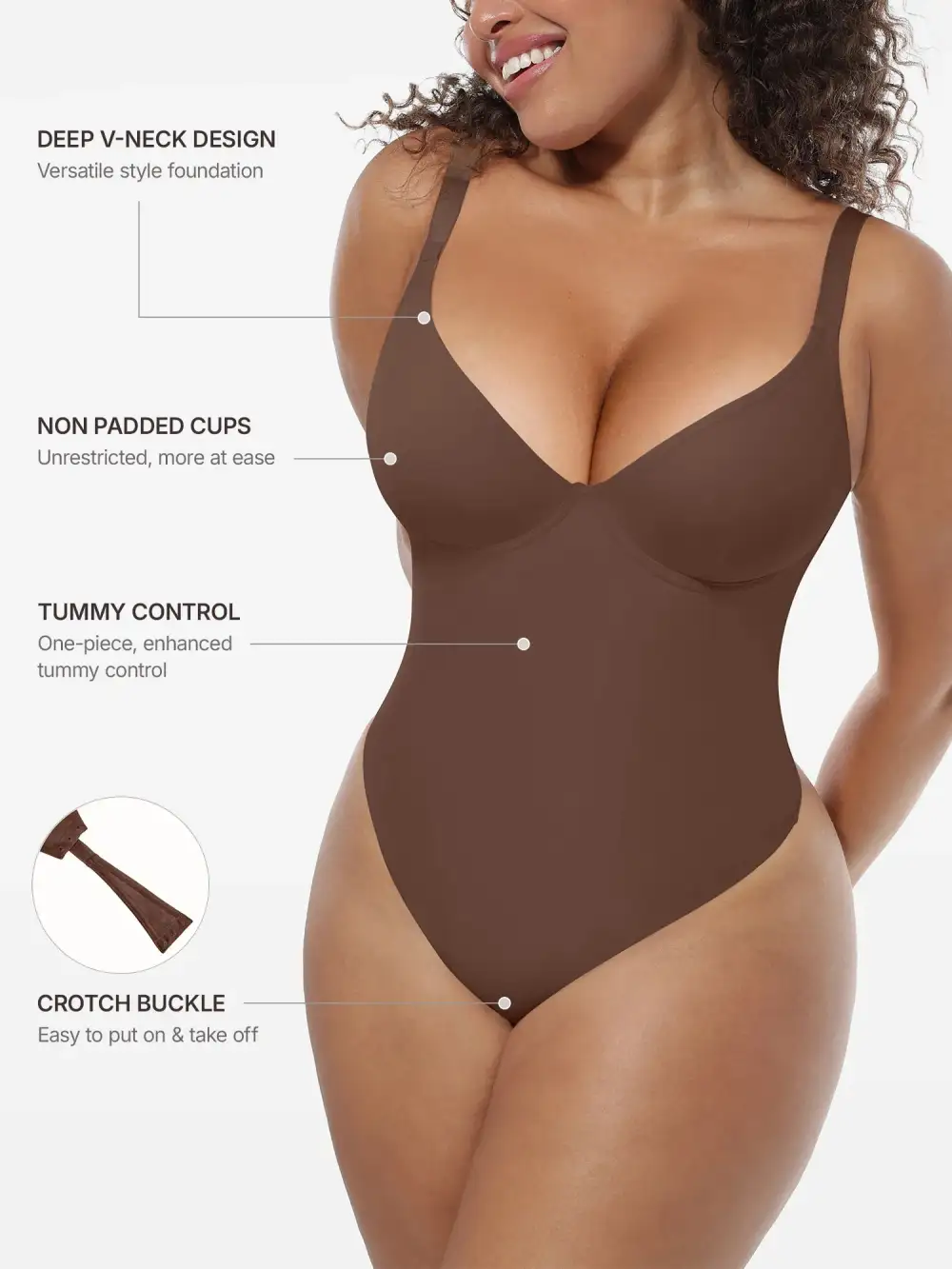 V Neck Deep Shaping Bodysuit