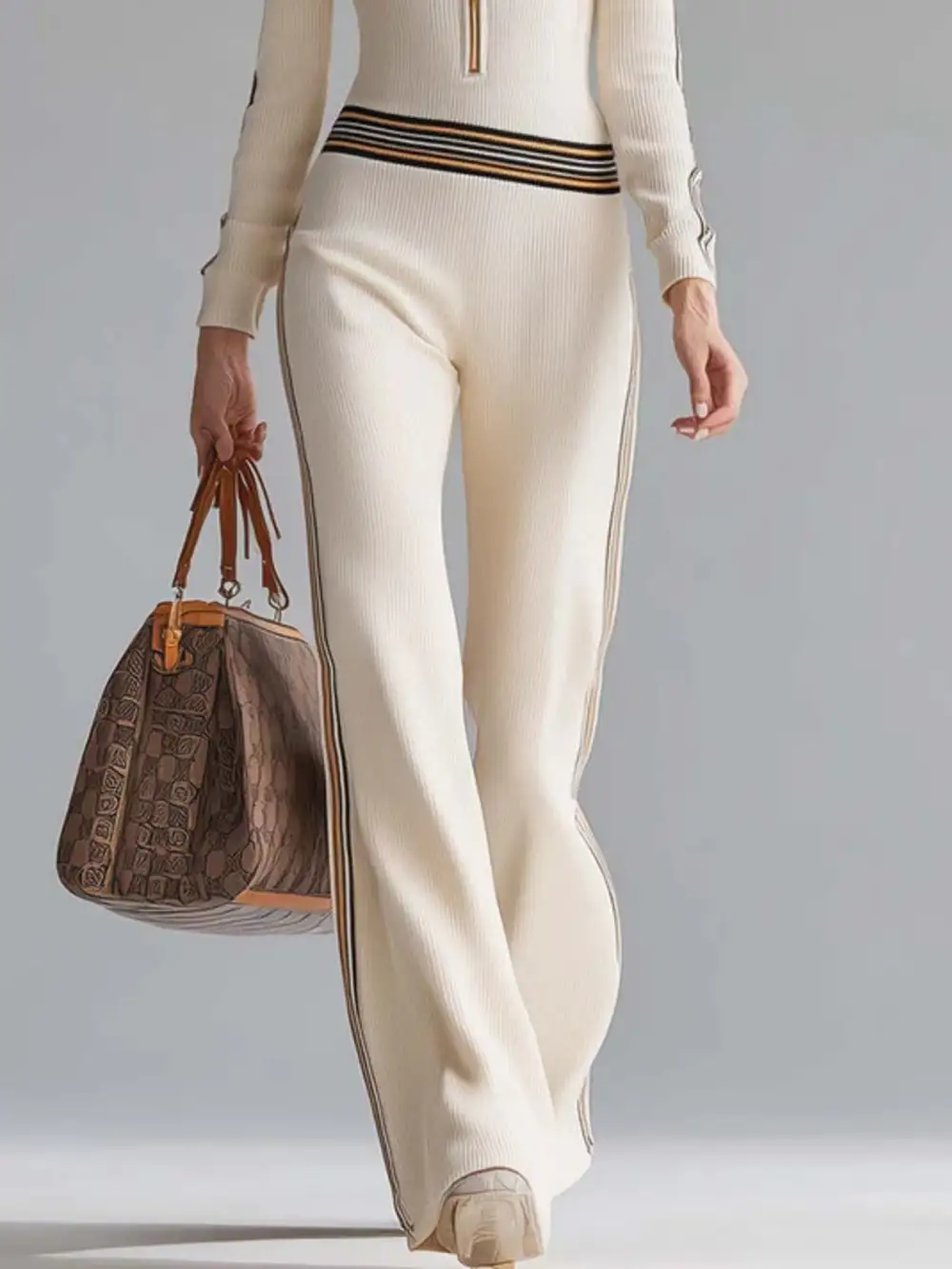 Striped Zip Front Hooded Jumpsuit