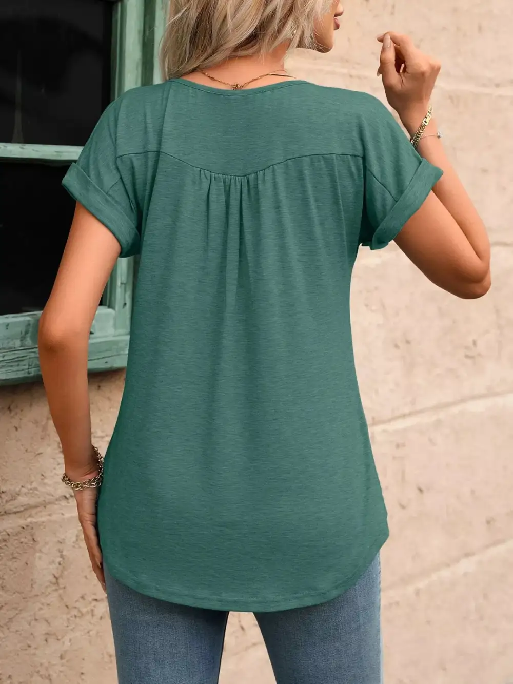 Casual Button Detail Henley T Shirt