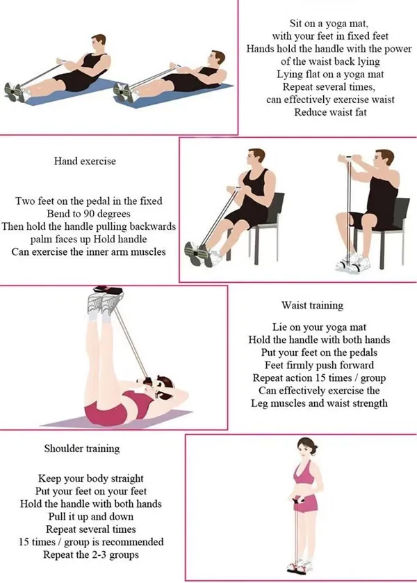 Fitness Resistance Bands-4 Tube Pedal Ankle Puller