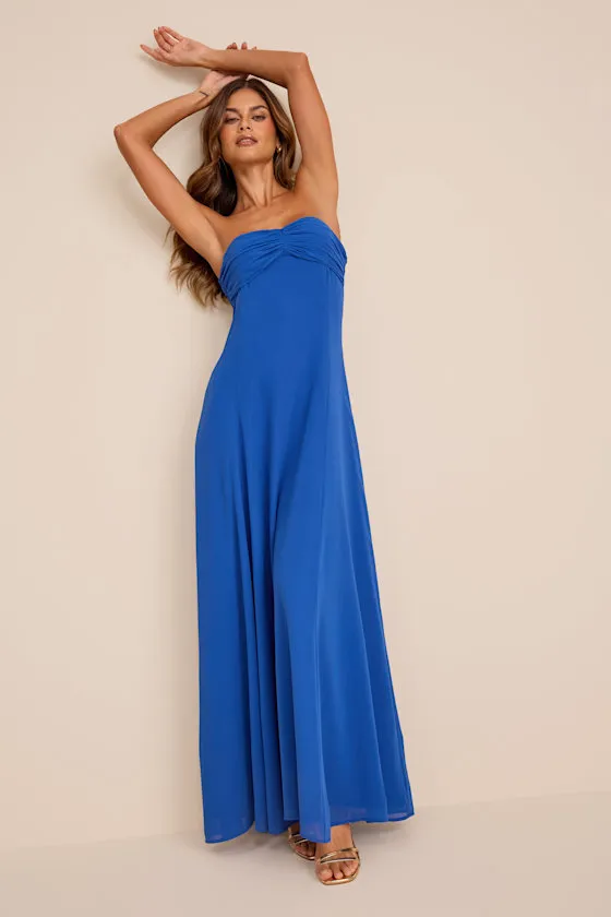 Kamalia Royal Blue Strapless Maxi Dress