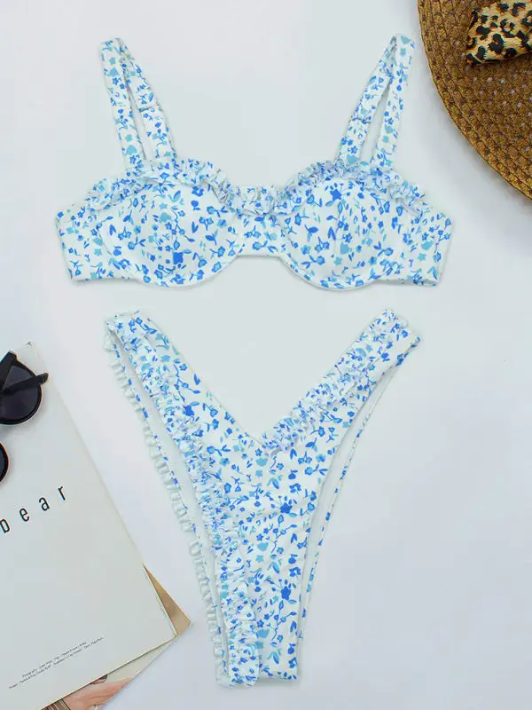 Lace Floral Bikini Swim Set