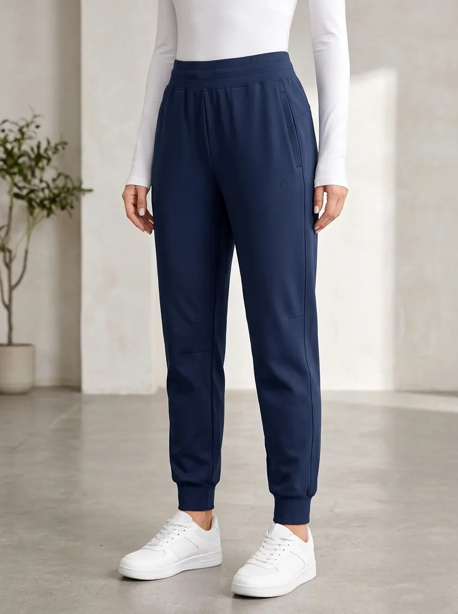 Women's Navy Printed Joggers