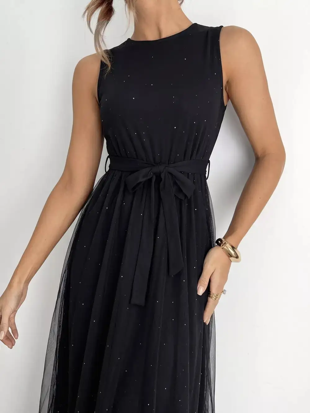 Tulle Sleeveless Midi Dress