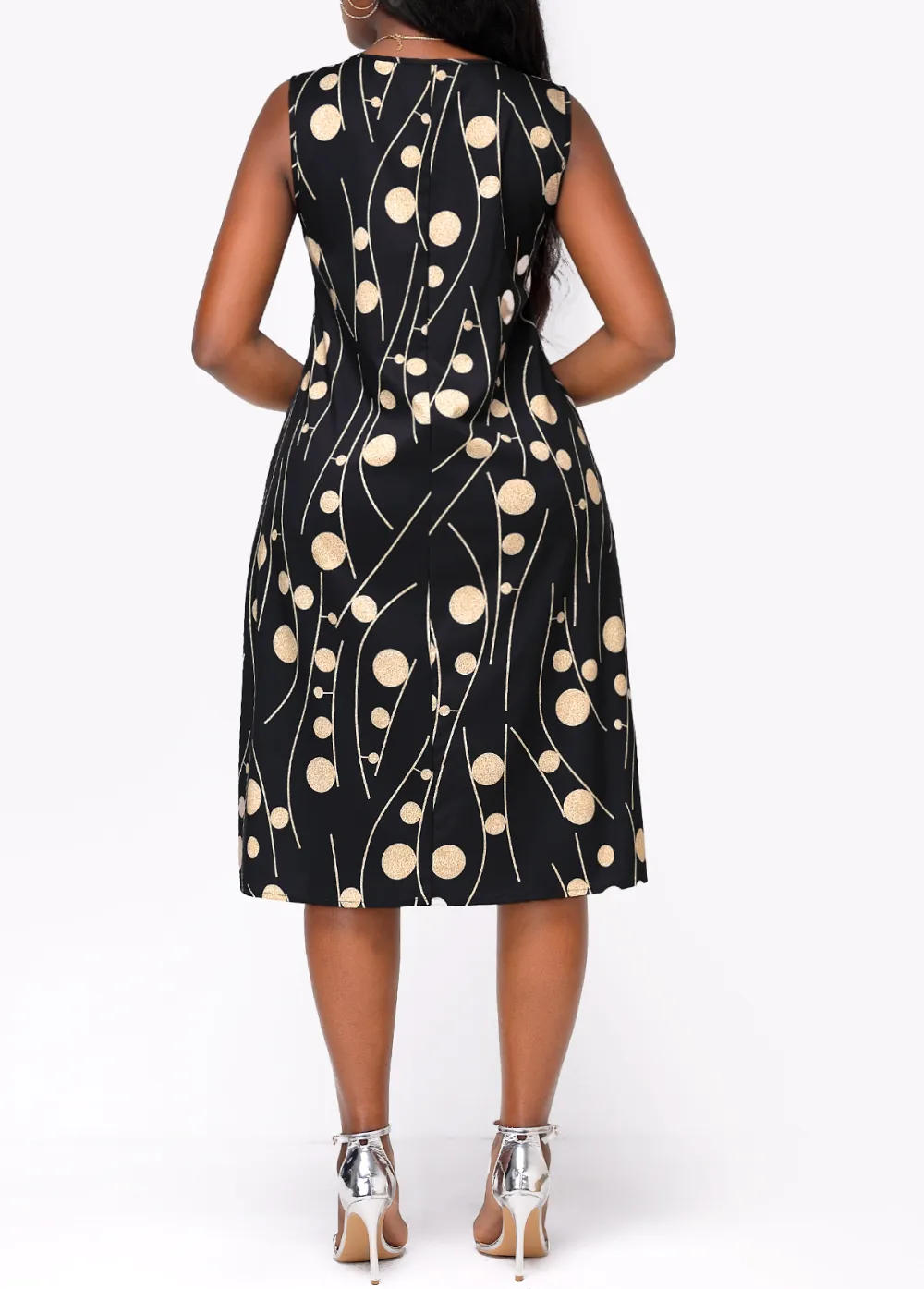 Open Front Black Shawl and Round Neck Dress