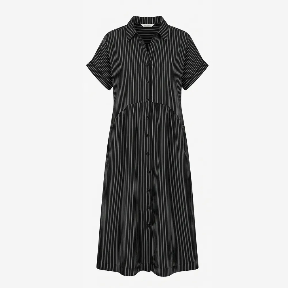 Shirt Striped Airy Midi Dress
