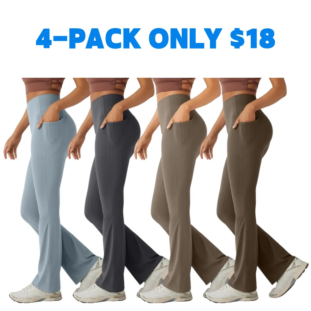 UltraSculpt High Waisted Tummy Control Pocket Shaping Yoga Bootcut Leggings