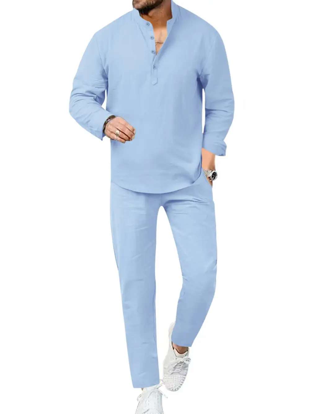 Men's Full Size Casual Long Sleeve Shirt and