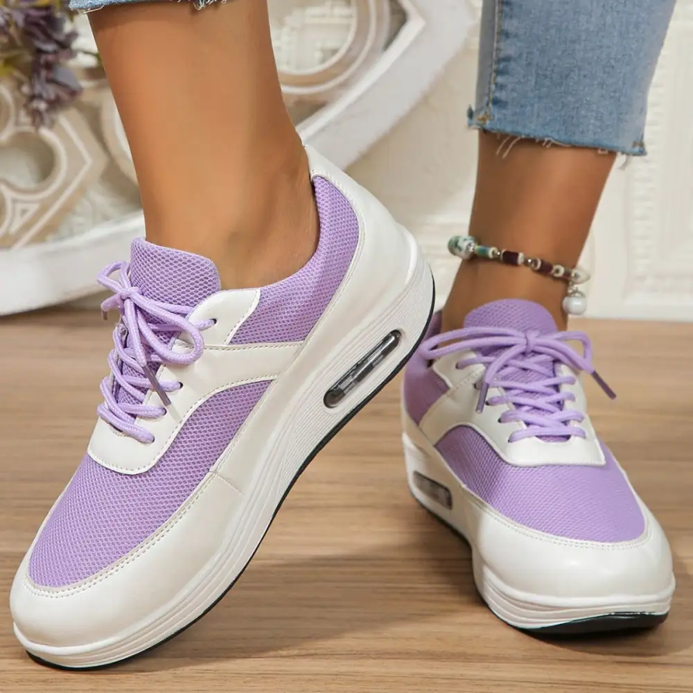 Lace-Up Wedge Sneakers