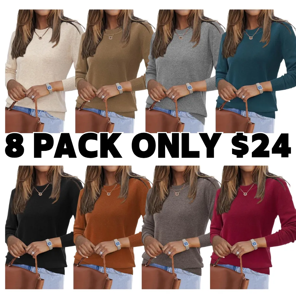 Women's Wool Blend Classic Crew Neck Casual Fall Sweaters