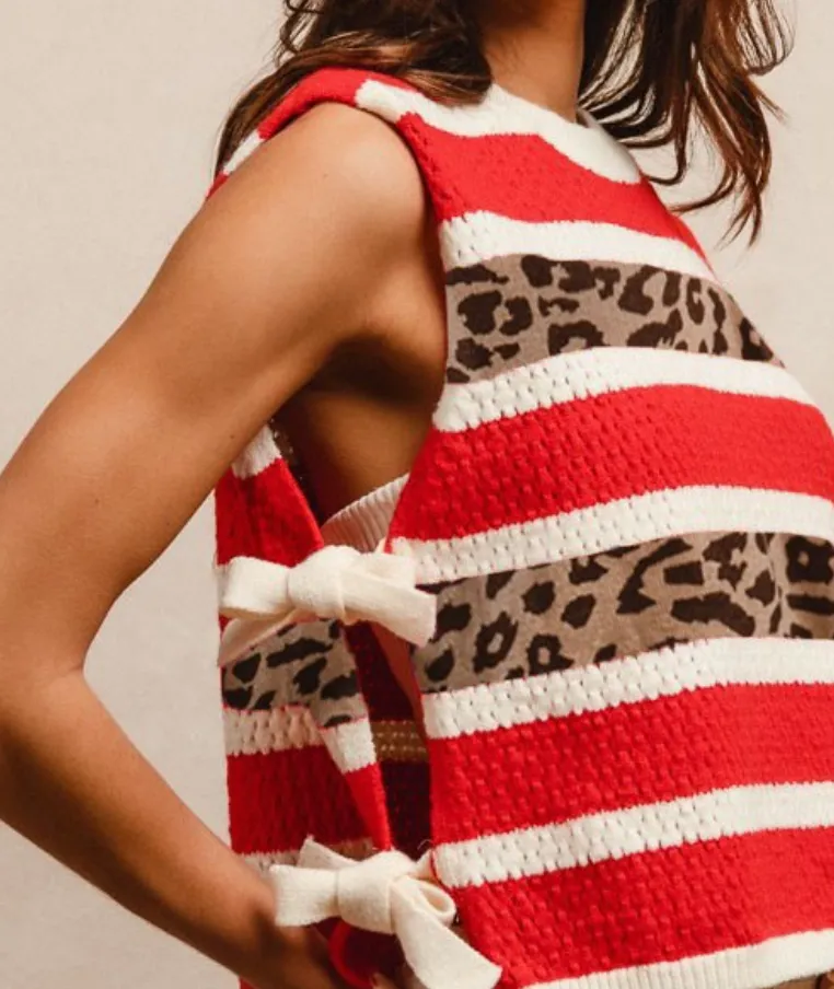 Animal Print Printed Stipe Sweater