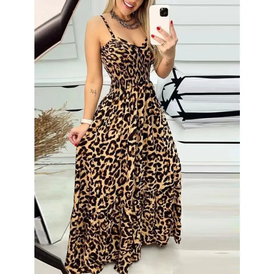 Full Size Print Spaghetti Strap Maxi Dress Plus Size