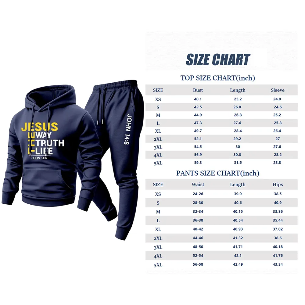 Men's Jesus Letter Printed Hoodie and Sweatpants Set