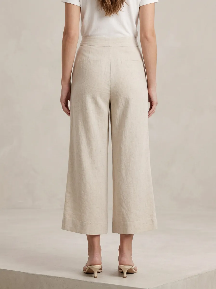 Comfort Linen Blend Finish Women's Cropped Pants
