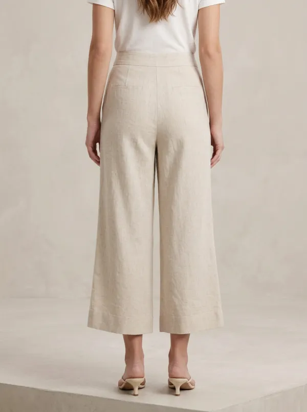 Comfort Linen Blend Finish Women's Cropped Pants