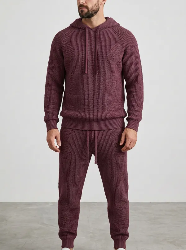 Hooded Jogger Minimal Men's Knit Hoodie Jogger Set